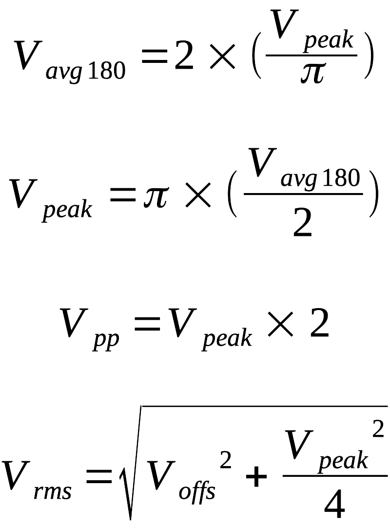 Formula RMS HWR Sine Wave